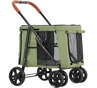 Premium Pet Gear - Cochecito para perros - Cochecito grande de lujo de 4 ruedas para viajes - Carrito de paseo plegable - Perfecto para gatos y perros (verde)