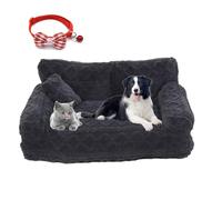 Premium Plush Dog Sofa Bed, Plush Calming Pet Sofa Beds, Calming Dog Bed with Removable Washable Cover, Anti-Slip Bottom Pet Couch For Small to Large Dogs and Cats (Dark Gray, M:55*40*23cm)