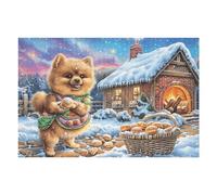 Premium Pomerania Cabaña de Invierno Bosque nevado Bosque Naturaleza Salvaje Puzzle 1000 Piezas para Adultos Estimulante Divertido Y Cautivador Ideal para Momentos Libres Y Hobby 1000 PCS（75x50cm）