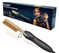 Premium Professional Wunderkamm 2 en 1 Plancha de pelo I Cepillo alisador de pelo y alisado de cerámica para rizar, alisar, peinar y peinar el cabello, alisador de pelo para mujeres y mujeres (dorado)