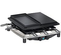 Premium Raclette con piedra natural y parrilla, Incluyendo sarten antiadherente reversible con superficie suave, Para 8 Personas - Steba RC 4 PLUS Deluxe Chrom