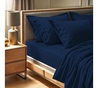 Premium Ranforce Double Fitted Sheet (140 x 190+30 cm), Dark Blue, 100% algodón, 145 Thread Count, Lavable a máquina a 30 °C, Cama Suave y Duradera
