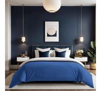 Premium Ranforce Double Quilt Cover (200 x 200 cm), 100% algodón, Azul, Cierre de Botones, Cuenta de 155 Hilos, Lavable a máquina a 30 °C, Suave y Duradera