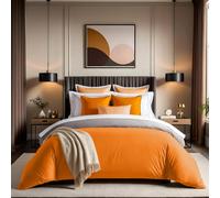Premium Ranforce Double Quilt Cover (200 x 200 cm), 100% algodón, Color Naranja | Button Closure, 155 Thread Count | Lavable a máquina a 30 °C, Suave y Duradero