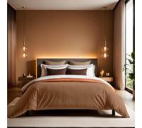 Premium Ranforce Double Quilt Cover (200 x 200 cm), 100% algodón, marrón, Cierre de Botones, Cuenta de 155 Hilos, Lavable a máquina a 30 °C, Suave y Duradera