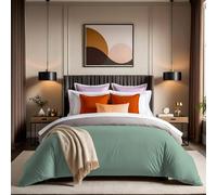 Premium Ranforce Double Quilt Cover (200 x 200 cm) - 100% algodón, Verde, Cierre de Botones, Cuenta de 145 Hilos, Lavable a máquina a 30 °C, Ideal para dormitorios acogedores