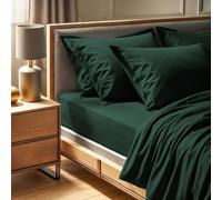 Premium Ranforce Double XL Fitted Sheet (140 x 200+30 cm) - 100% algodón, Cuenta de Hilos 155, Verde Oscuro, Lavable a máquina a 30 °C, Suave y Duradera
