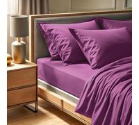 Premium Ranforce - Sábana Bajera Ajustable Doble XL (140 x 200 + 30 cm), 100% algodón, 155 Hilos, Lavable a máquina a 30 °C, Color Morado Elegante para dormitorios acogedores