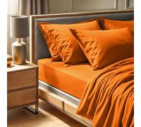 Premium Ranforce - Sábana Bajera Ajustable Doble XL (140 x 200 + 30 cm), 100% algodón, 155 Hilos, Lavable a máquina a 30 °C, Color Naranja Vibrante para dormitorios acogedores