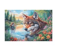 Premium Renard Ruisseau Forêt Faune Sauvage Nature Sauvage Rural Belle Puzzle 1000 Piezas para Adultos Estimulante Divertido Y Cautivador Ideal para Actividades En Casa 1000 PCS（75x50cm）