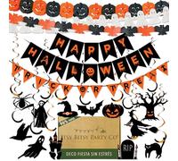 Premium reutilizable Halloween decoracion casa - decoración Halloween, accesorios Halloween, decoracion Halloween casa, guirnalda, cartel de feliz Halloween, adornos Halloween truco o trato
