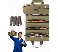Premium Roll Up Tool Bag, Thickened Wear-Resistant Oxford Cloth, Portable Roll-Up Canvas Bag, Tool Storage Bag, Mens gifts for Dad, Mechanic & Electrician (Brown)