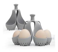 Premium Silicone Egg Cooker Set - Boil & Steam Perfect Eggs, Heat-Resistant, Non-Stick, Compact for Kitchen, Easter Egg Tray Holder (4-Piece)