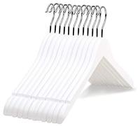 Premium Solid Wood Bridal Wedding Dress Hangers, Beautiful Wooden Shirt Suit Coat Jacket Clothes Hangers-360° Strong Swivel Hook-Extra Smooth Finish-Smoothly Cut Notches-10 Pack- White Color LM01B