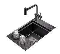 Premium Stainless Steel Drop-In Kitchen Sink with Glass Rinser - 23.6 x 15 Inch Single Bowl Sink with Soap Dispenser for Kitchen, Restaurant, Bar(B)