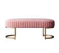 Premium Terciopelo Banco Tapizado Asiento,Moderno Entrada Banco De Zapatos & Dormitorio Fin De La Cama Banco & Salón Puff Taburete Taburete De Sofá con Base Dorada-Rosa 100x40x32cm(39x16x13inch)