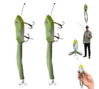 Premium Topwater Frog Imitation with Realistic Action,Topwater Frogs Fishing Lure,Weedless Double Hook Frog Fishing Lures Bait with Sharp Hooks for Bass Snakehead Trout Pike (2)