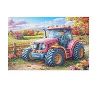 Premium Tractor Rojo Campo de Granja Rural Campo Salvaje Puzzle 1000 Piezas para Adultos Estimulante Divertido Y Cautivador Ideal para Hobby Y Pasatiempos 1000 PCS（75x50cm）