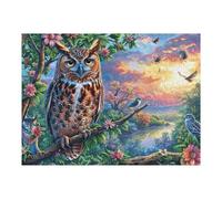 Premium Trío de búhos Bosque Vida Silvestre Naturaleza Salvaje Rural Puzzle 500 Piezas para Adultos Divertido Estimulante Y Entretenido Ideal para Pasatiempos Y Hobbies 500 PCS（52×38cm）