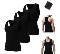 Premium Ultra-Soft Cotton Fitted Tank 3 Packs for Men & Women,Breathable Stretchy Casual Undershirts,Basic Solid Tanks Tops (FR/ES, Letras, 3XL, Regular, Regular, Black)
