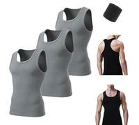 Premium Ultra-Soft Cotton Fitted Tank 3 Packs for Men & Women,Breathable Stretchy Casual Undershirts,Basic Solid Tanks Tops (FR/ES, Letras, XXL, Regular, Regular, Gray)