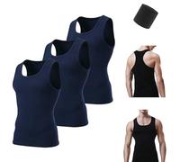 Premium Ultra-Soft Cotton Fitted Tank 3 Packs for Men & Women,Breathable Stretchy Casual Undershirts,Basic Solid Tanks Tops (FR/ES, Letras, 3XL, Regular, Regular, Blue)