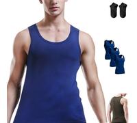 Premium Ultra-Soft Cotton Fitted Tank 3 Packs for Men & Women,Breathable Stretchy Casual Undershirts,Vest for Sport & Gym (FR/ES, Letras, L, Regular, Regular, Blue)