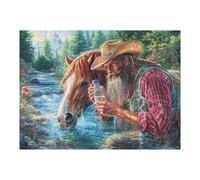 Premium Vaquero Caballo Granja Rural Campo Naturaleza Salvaje Bonita Puzzle 500 Piezas para Adultos Estimulante Divertido Y Cautivador Ideal para Pasatiempos Y Hobbies 500 PCS（52×38cm）