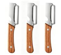 Premium Wooden Handle Vegetable Peeler, Multi-Functional Stainless Steel Peeling Knife for Fruit, Potato, Sugarcane, with Bottle Opener, Sharp & Durable Kitchen Tool