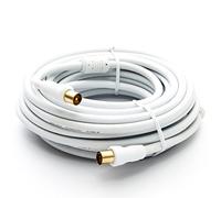 Premium X Basic-LINE - Cable coaxial de antena de TV, conexión IEC, con filtro de corriente en la funda, HDTV 4K, blanco, 20 m