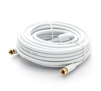 Premium X Basic Line - Cable coaxial para antena de TV (5 m, con filtro de corriente HDTV 4K, 5 m), color blanco