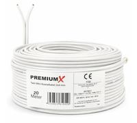 Premium X Cable Coaxial Satélite (20 m, 90 dB, Twin Mini 2x4 mm, FullHD, HDTV, 4K)