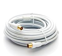 Premium X Cable de antena de 10 m para TV HDTV Full HD, 4 K, cable coaxial de metal a conector IEC hembra para televisión digital y radio - DVB-T/T2, DVB-C, DVB-S/S2, color blanco