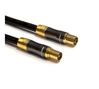 Premium X Cable de Antena Gold-Line de 2m - Negro, Cable Coaxial de Alto Rendimiento con Conector IEC a Conexión, Ideal para 4K HDTV, Blindaje de 135dB y Contactos Dorados