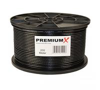 Premium X cable satelital mini coaxial de 200 m en negro - Extra delgado con un diámetro de 4 mm - Doble blindaje para satélite | cable | DVB-T - Compatible con Ultra HD 4K y 3D
