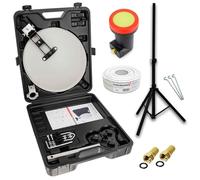 Premium X Mobile Camping TV SAT Sistema de antena satélite Maleta Single LNB 10 m Cable 2 X Conector F trípode trípode