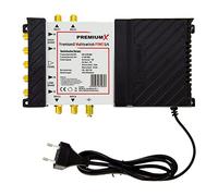 Premium X PXMS Multiswitch 5/4 con alimentador - Distribuidor de señales satelitales para 4 usuarios - Compatible con Digital HDTV FullHD 4K UHD 8K