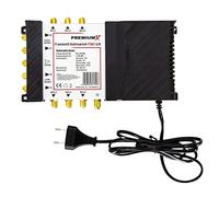 Premium X PXMS Multiswitch 5/6 con alimentador - Distribuidor de señales satelitales para 6 usuarios - Compatible con Digital HDTV FullHD 4K UHD 8K