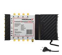 Premium X PXMS Multiswitch 5/8 con alimentador - Distribuidor de señales satelitales para 8 usuarios - Compatible con Digital HDTV FullHD 4K UHD 8K