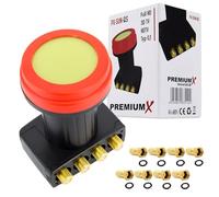 Premium X Quad LNB - 4 compartimentos - extremadamente resistente al calor - para 4 participantes - 4 K Full HD - con protección contra la intemperie para antena parabólica Sat Receiver Digital