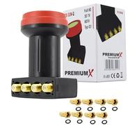 Premium X Quattro LNB - 4 compartimentos - extremadamente resistente al calor - solo para multiconmutador - 4 K Full HD - con protección contra la intemperie para antena parabólica Sat Multiswitch