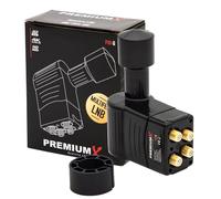 Premium X Rocket Quattro LNB - 4 tomas - solo para multiconmutador - 4 K Full HD - con protección contra la intemperie + para antena parabólica TV digital - Negro