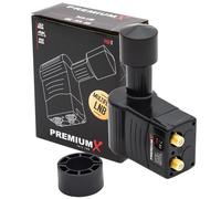 Premium X Rocket Twin LNB - Antena parabólica (2 compartimentos, para 2 participantes, 4 K, Full HD, con protección contra la intemperie, para antena parabólica, TV digital), color negro