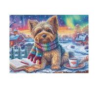 Premium Yorkshire Terrier Chocolate Caliente Campo de Flores Mascota tierna Puzzle 500 Piezas para Adultos Estimulante Divertido Y Cautivador Ideal para Hobby Y Familia 500 PCS（52×38cm）