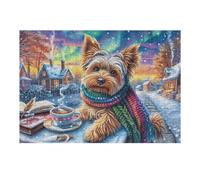 Premium Yorkshire Terrier Libro Campo de Flores Mascota tierna Vida Silvestre Puzzle 300 Piezas para Adultos Estimulante Divertido Y Cautivador Ideal para Pasatiempos Diarios 300 PCS（40x28cm）