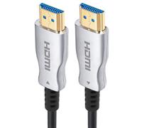 PremiumCord 4K Cable de Fibra Óptica HDMI 2.0, Ultra Alta Velocidad 18 Gbit/s, EDID, eARC, HDR, Resolución 4K@60Hz 2160p, Full HD@240Hz, Compatible con PS5, Xbox, PC, TV, Chapado en Oro, Longitud 40m