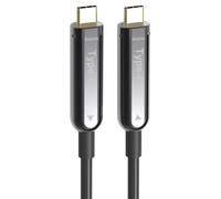 PremiumCord 4K Cable de Vídeo USB-C de Fibra Óptica, UHD 4K @ 60Hz, 20m | USB-C Macho/Macho, UHD 4K a 60Hz, Full HD 1080p, HDCP/EDID/CEC/3D, Dolby TrueHD, Conectores Chapados en Oro, Color: Negro