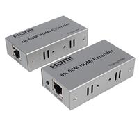PremiumCord Extensor HDMI 4K 60 m por cable LAN Cat6 carcasa metálica negro