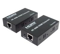 PremiumCord 4K Extensor HDMI a 60 m Mediante Cable Cat6/6A/7, UHD 4K 2160p 60 Hz, Full HD 1080p, 18 Gbps, HDMI2.0, HDCP2.2, Carcasa Metálica, Negro