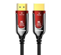 PREMIUMCORD 8K Cable de Fibra Óptica HDMI 2.1, Ultra Alta Velocidad 48 Gbit/s, 3D, EDID, eARC, HDR, Resolución 8K@60Hz 4320p, 4K@240Hz, Compatible con PS5, Xbox X, PC, TV, Chapado en Oro, Longitud 20m